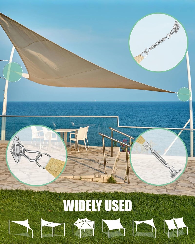 BUDONI Sun Shade Sail Hardware Kit: Triangle Rectangle Shade Sail Hardware Kit Heavy Duty, M6 Turnbuckles for Shade Sail Pad Eye Sun Shade Hooks, Patio Garden Sun Shade Sail Canopy Hardware Installation Kit - Image 2